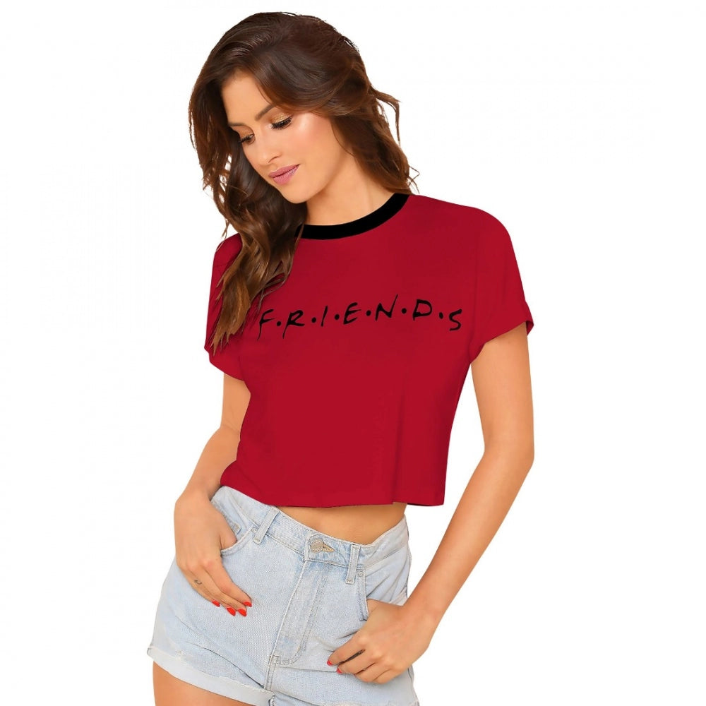 PKRKART Women's Cotton Western Wear T Shirt (Red)