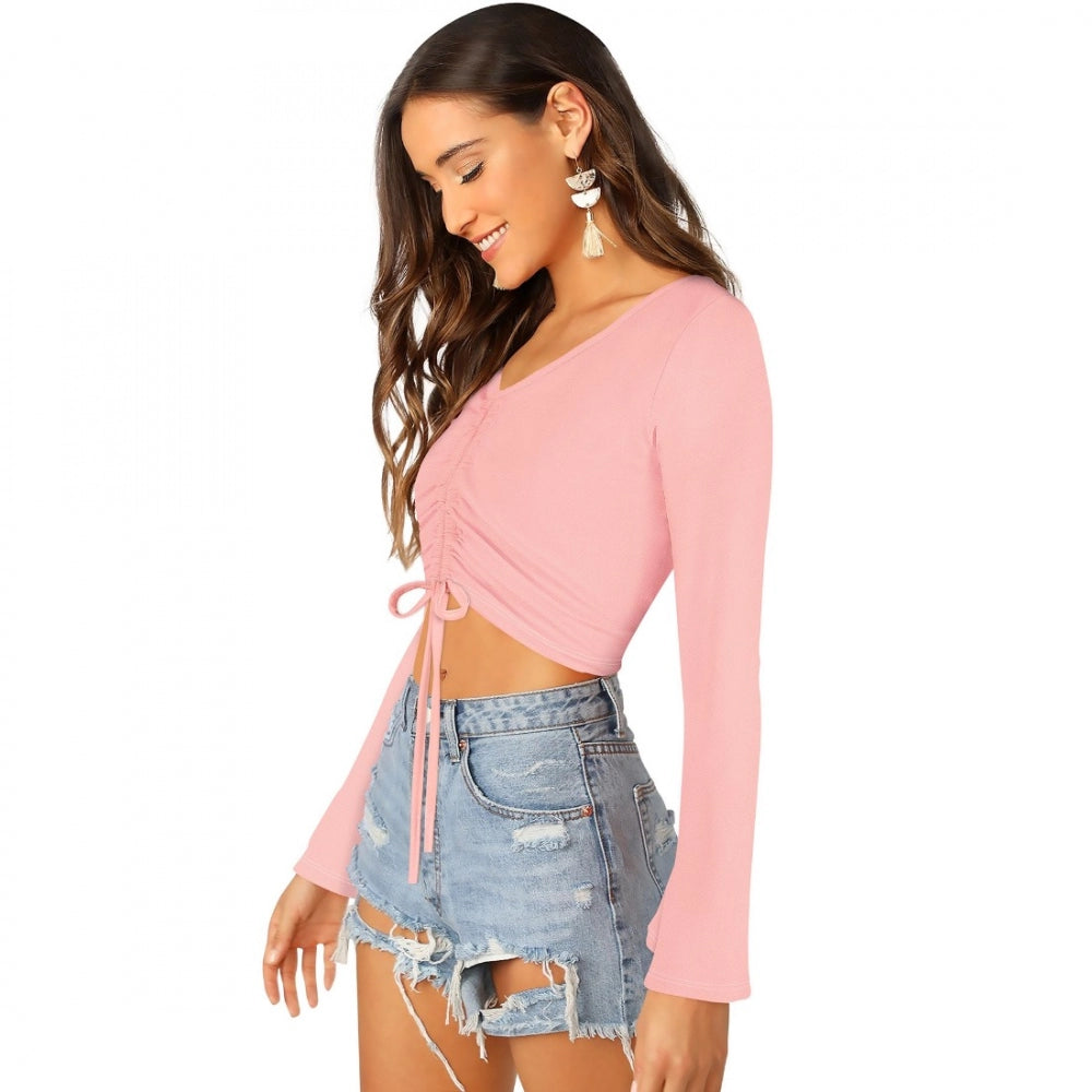 PKRKART Women's 95% Polyester 5% Spandex Western Wear Tops (Peach)