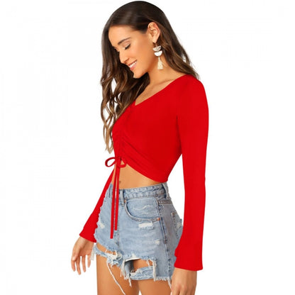 PKRKART Women's 95% Polyester 5% Spandex Western Wear Tops (Red)