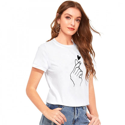 PKRKART Women's Cotton Western Wear T Shirt (White)