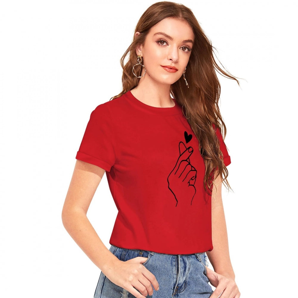PKRKART Women's Cotton Western Wear T Shirt (Red)