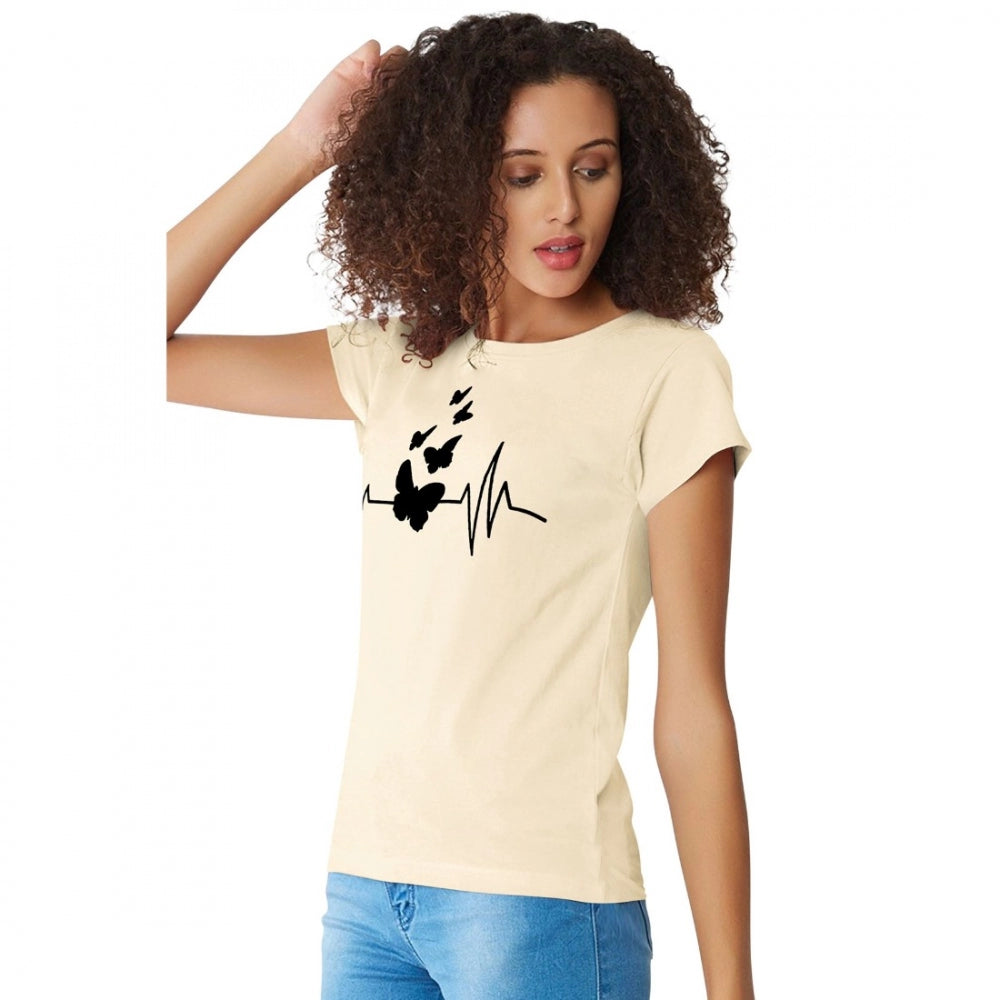 PKRKART Women's Cotton Western Wear T Shirt (Cream)