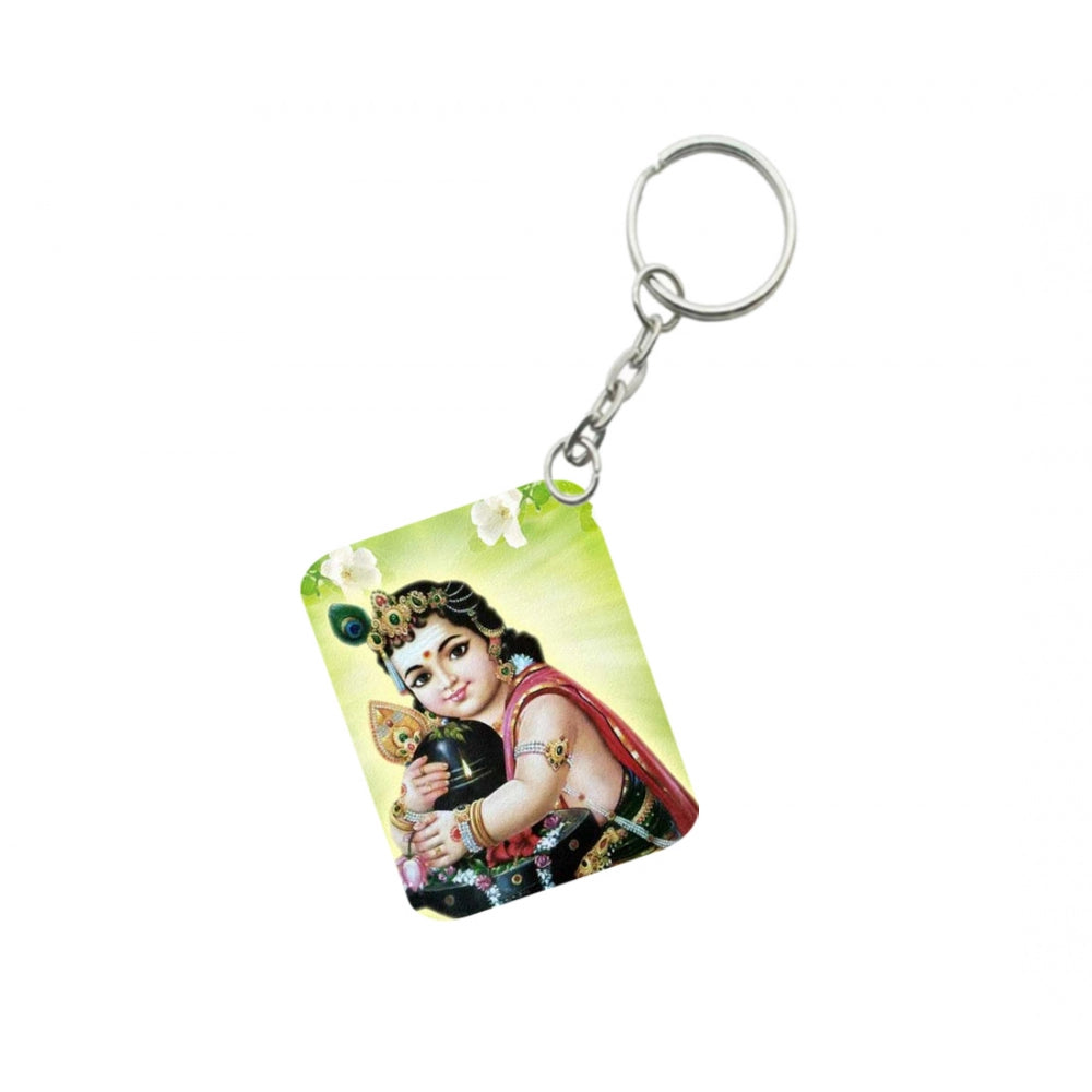 PKR Kart Pack Of 3_ Bala Murugan Lingam One Side Printed Rectangle Designer Keychain (Green)