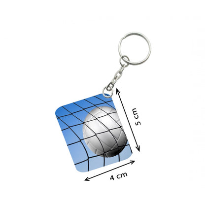 PKR Kart Pack Of 3_ Football One Side Printed Rectangle Designer Keychain (White)