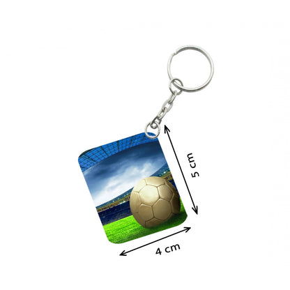 PKR Kart Pack Of 3_ Football One Side Printed Rectangle Designer Keychain (Multi Color)