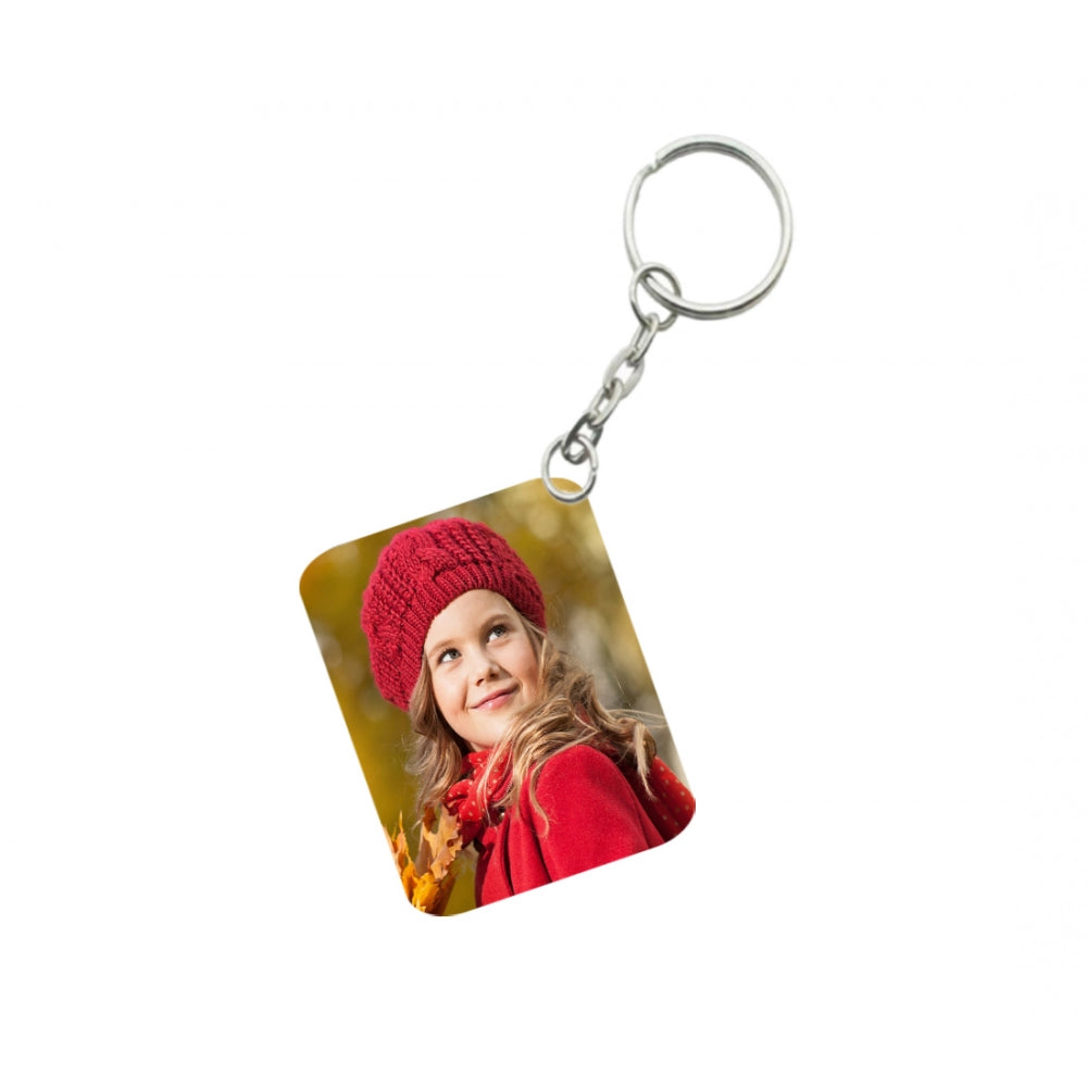 PKR Kart Pack Of 3_ Cute Girl One Side Printed Rectangle Designer Keychain (Red)