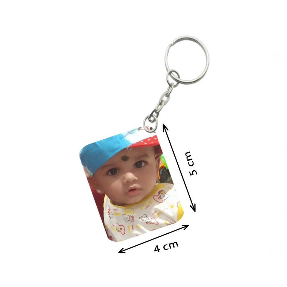 PKR Kart Pack Of 3_ Baby With Cap One Side Printed Rectangle Designer Keychain (Yellow)