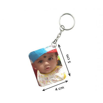 PKR Kart Pack Of 3_ Baby With Cap One Side Printed Rectangle Designer Keychain (Yellow)