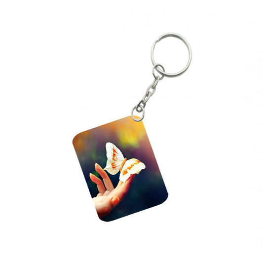 PKR Kart Pack Of 3_ Flying Butterfly One Side Printed Rectangle Designer Keychain (Sandal)