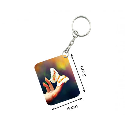 PKR Kart Pack Of 3_ Flying Butterfly One Side Printed Rectangle Designer Keychain (Sandal)