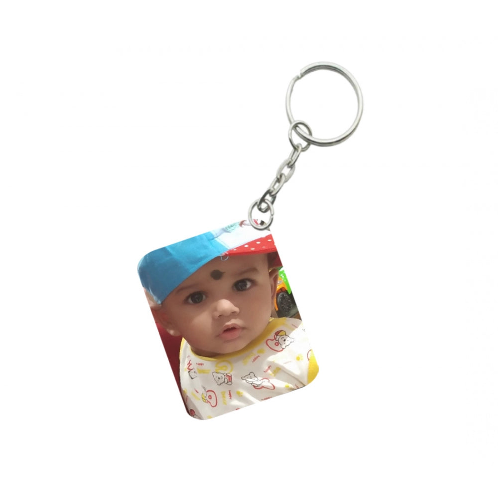 PKR Kart Pack Of 3_ Baby With Cap One Side Printed Rectangle Designer Keychain (Yellow)
