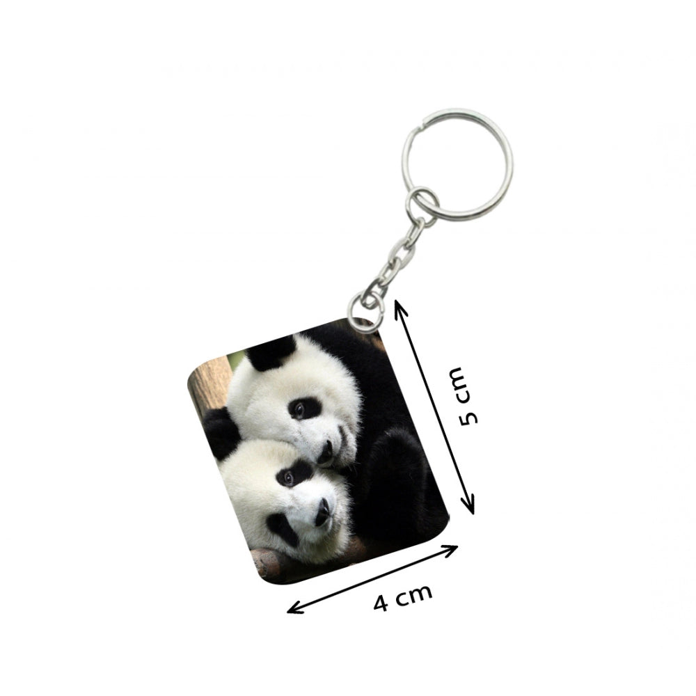 PKR Kart Pack Of 3_ Panta One Side Printed Rectangle Designer Keychain (White)