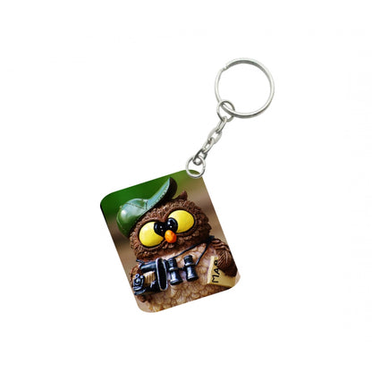 PKR Kart Pack Of 3_ Guide Owl One Side Printed Rectangle Designer Keychain (Multi Color)