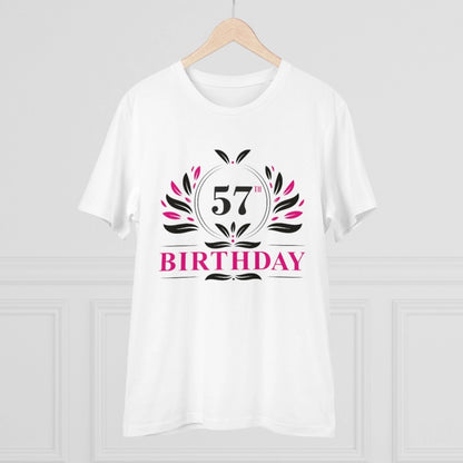 Generic Men's PC Cotton 57th Birthday Printed T Shirt (Color: White, Thread Count: 180GSM)
