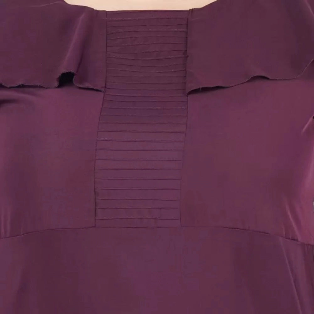 PKRKART Women's Fit And Flare Purple Dress (Color:Purple, Material:Polyester)