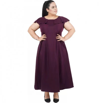PKRKART Women's Fit And Flare Purple Dress (Color:Purple, Material:Polyester)