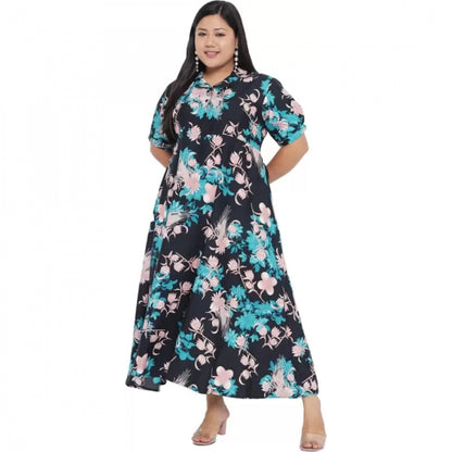PKRKART Women's Fit And Flare Green Dress (Color:Multicolor, Material:Polyester)