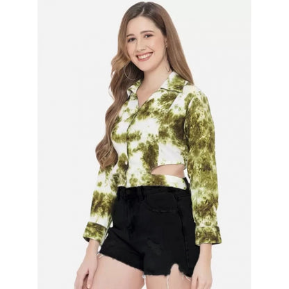 PKRKART Women's Casual Printed Green Top (Color:Green, Material:Rayon)