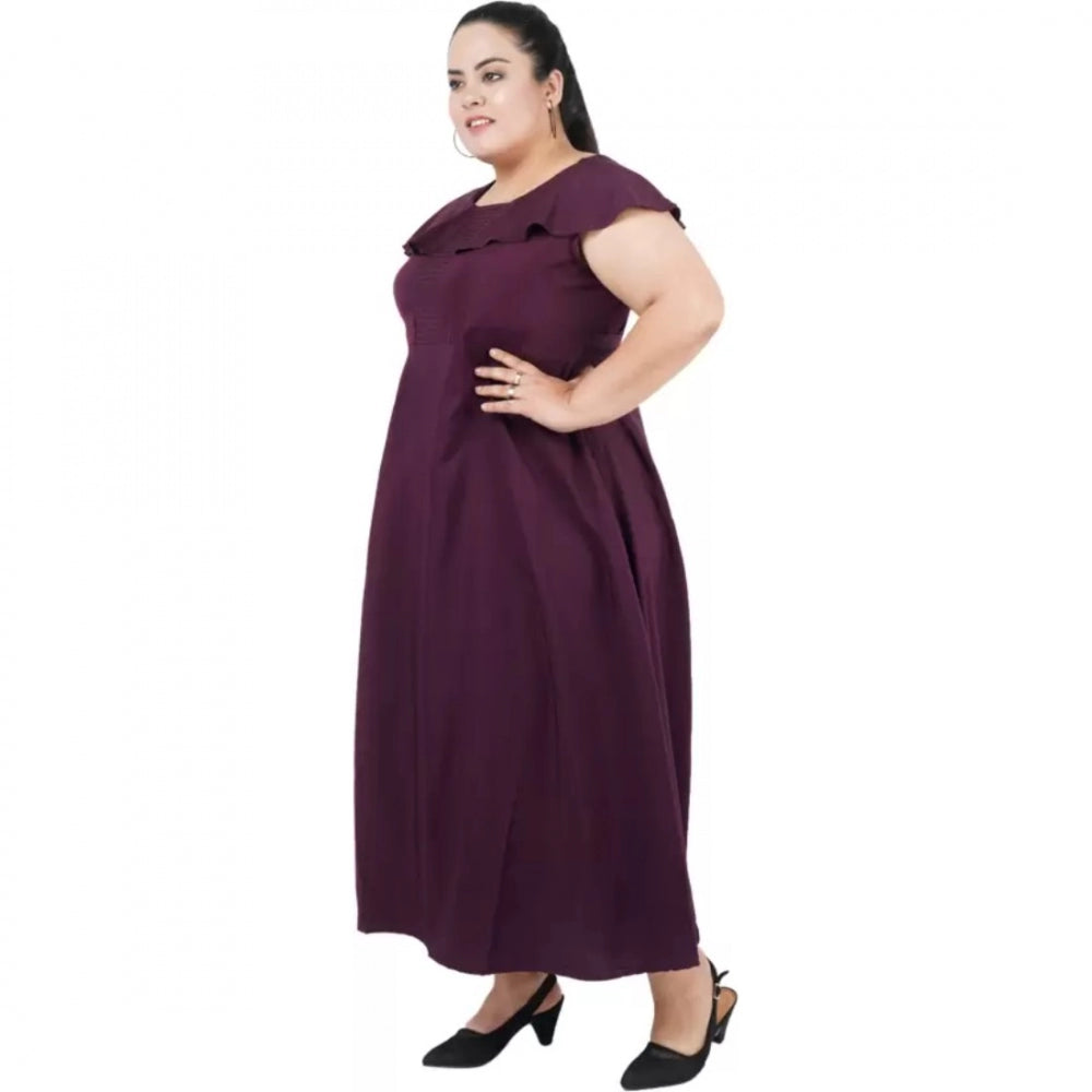 PKRKART Women's Fit And Flare Purple Dress (Color:Purple, Material:Polyester)
