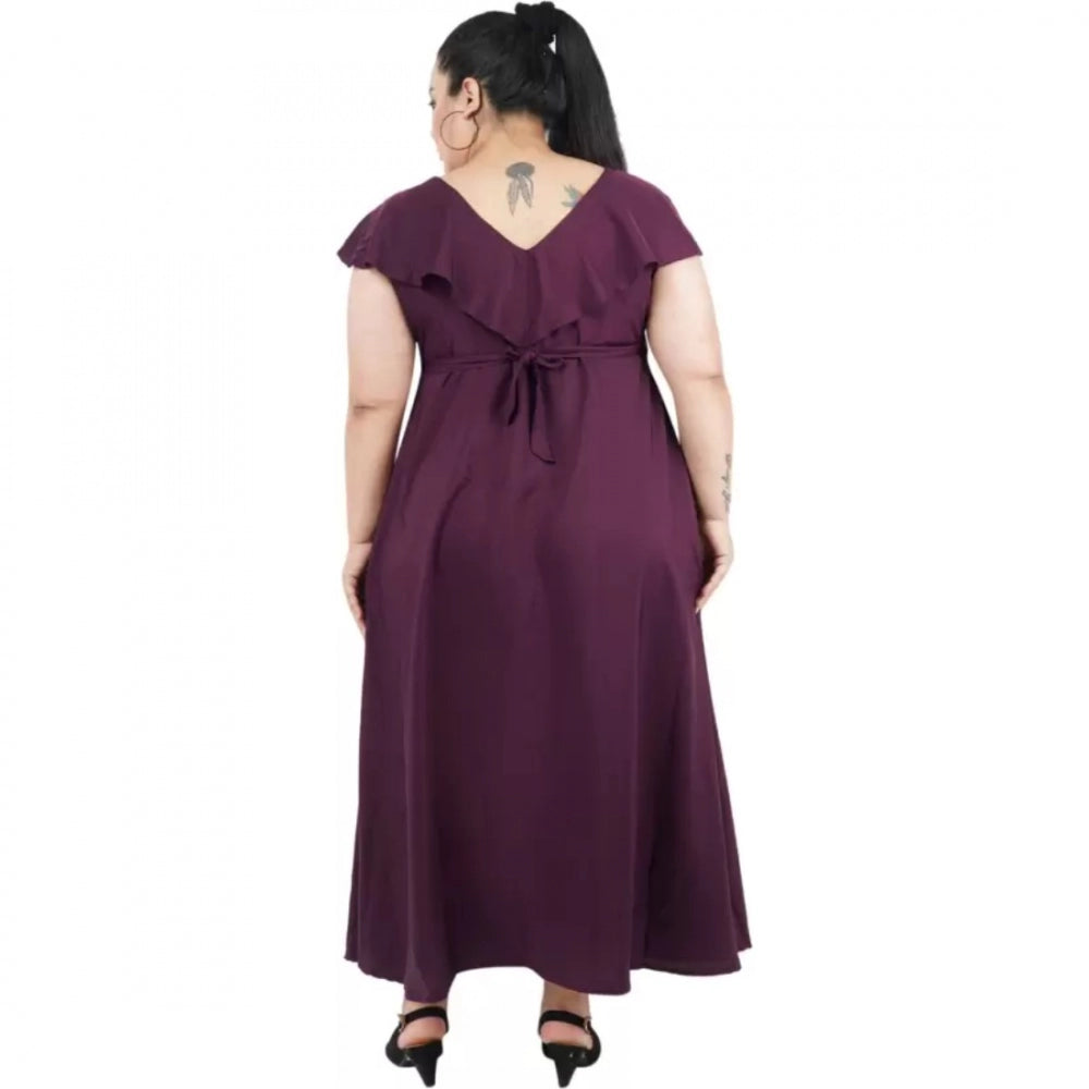 PKRKART Women's Fit And Flare Purple Dress (Color:Purple, Material:Polyester)