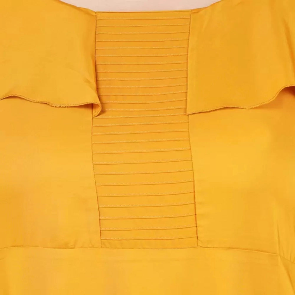 PKRKART Women's Fit And Flare Yellow Dress (Color:Yellow, Material:Polyester)