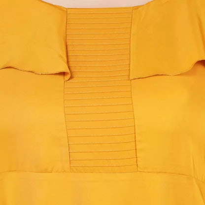 PKRKART Women's Fit And Flare Yellow Dress (Color:Yellow, Material:Polyester)