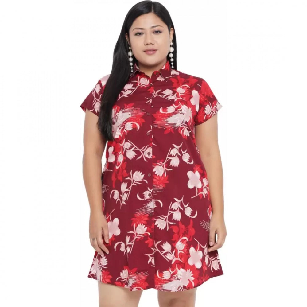 PKRKART Women's Shirt Maroon Dress (Color:Maroon, Material:Polyester)