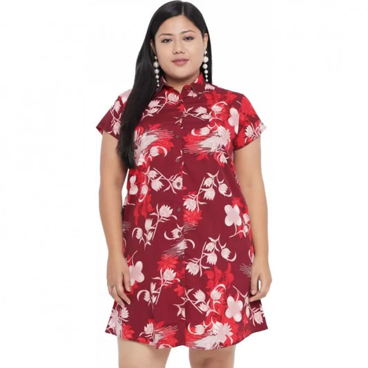 PKRKART Women's Shirt Maroon Dress (Color:Maroon, Material:Polyester)