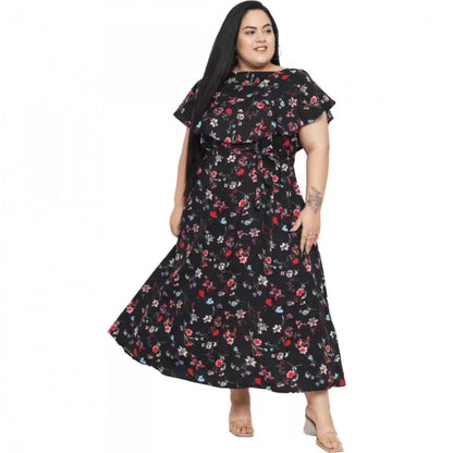 PKRKART Women's Fit And Flare Black Dress (Color:Black, Material:Polyester)