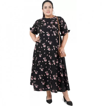 PKRKART Women's Maxi Black Dress (Color:Black, Material:Poly Crepe)