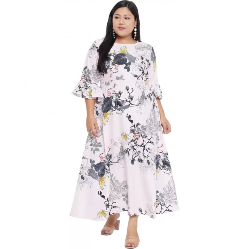 PKRKART Women's Fit And Flare White Dress (Color:White, Material:Polyester)