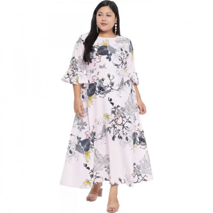 PKRKART Women's Fit And Flare White Dress (Color:White, Material:Polyester)