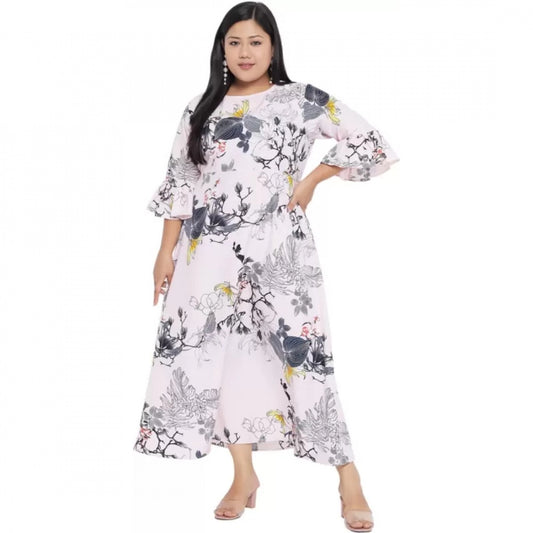 PKRKART Women's Fit And Flare White Dress (Color:White, Material:Polyester)