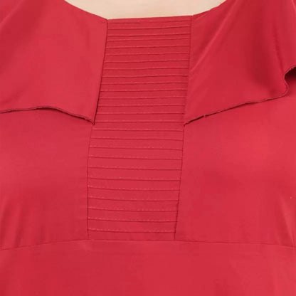 PKRKART Women's Fit And Flare Maroon Dress (Color:Maroon, Material:Polyester)