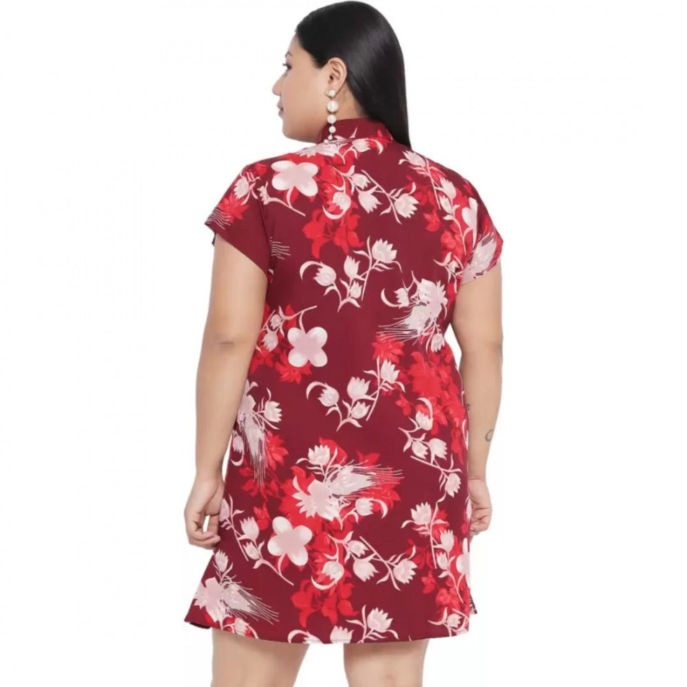 PKRKART Women's Shirt Maroon Dress (Color:Maroon, Material:Polyester)