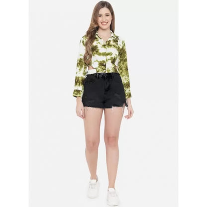 PKRKART Women's Casual Printed Green Top (Color:Green, Material:Rayon)