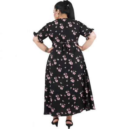 PKRKART Women's Maxi Black Dress (Color:Black, Material:Poly Crepe)
