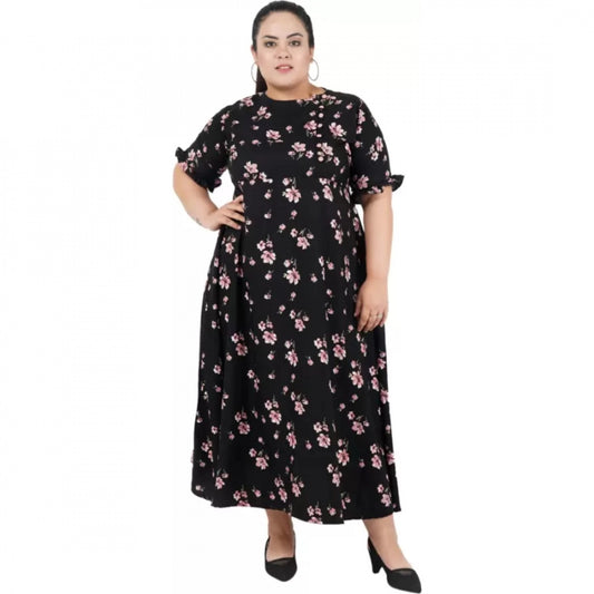 PKRKART Women's Maxi Black Dress (Color:Black, Material:Poly Crepe)