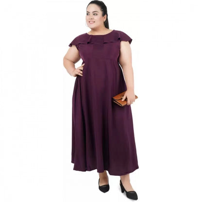PKRKART Women's Fit And Flare Purple Dress (Color:Purple, Material:Polyester)