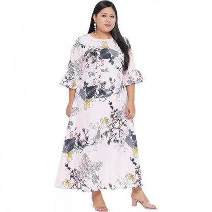 PKRKART Women's Fit And Flare White Dress (Color:White, Material:Polyester)