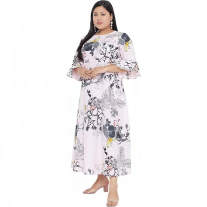 PKRKART Women's Fit And Flare White Dress (Color:White, Material:Polyester)
