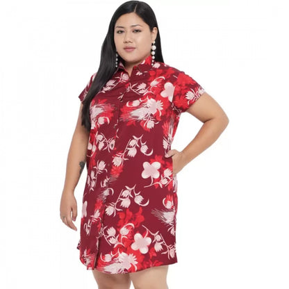 PKRKART Women's Shirt Maroon Dress (Color:Maroon, Material:Polyester)