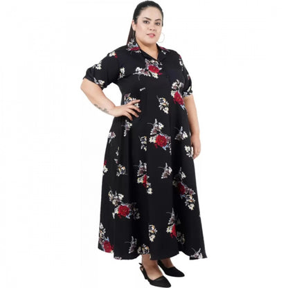 PKRKART Women's Fit And Flare Black Dress (Color:Black, Material:Polyester)