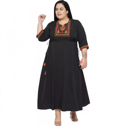 PKRKART Women's Fit And Flare Black Dress (Color:Black, Material:Polyester)