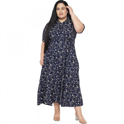 PKRKART Women's Fit And Flare Blue Dress (Color:Blue, Material:Polyester)