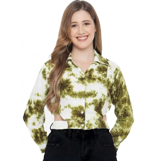 PKRKART Women's Casual Printed Green Top (Color:Green, Material:Rayon)