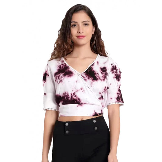 PKRKART Women's Casual Tie And Dye Purple Top (Color:Purple, Material:Rayon)