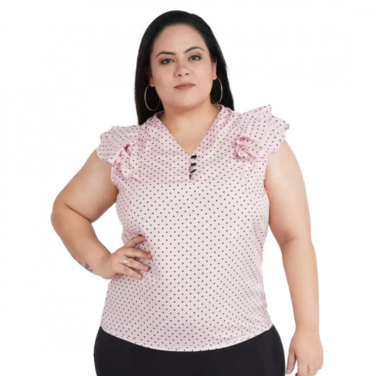 PKRKART Women's Casual Flared Sleeve Printed Pink Top (Color:Pink, Material:Crepe)