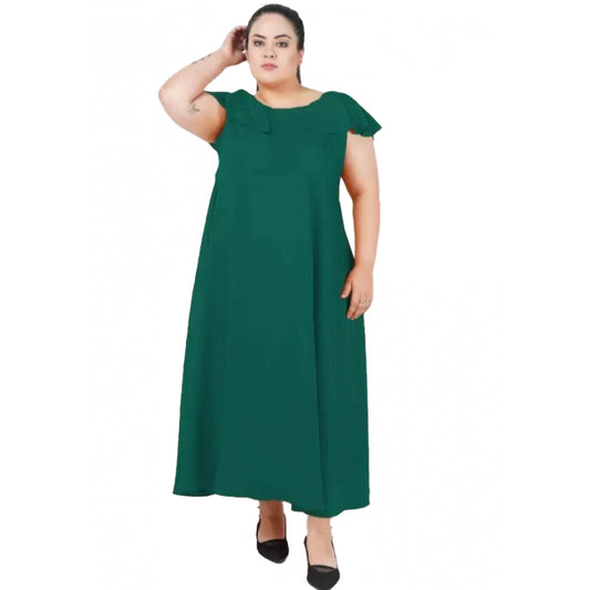 PKRKART Women's Fit And Flare Green Dress (Color:Green, Material:Polyester)