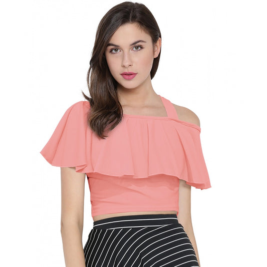 PKRKART Women's Western Wear Hosiery Crop Top (Peach)